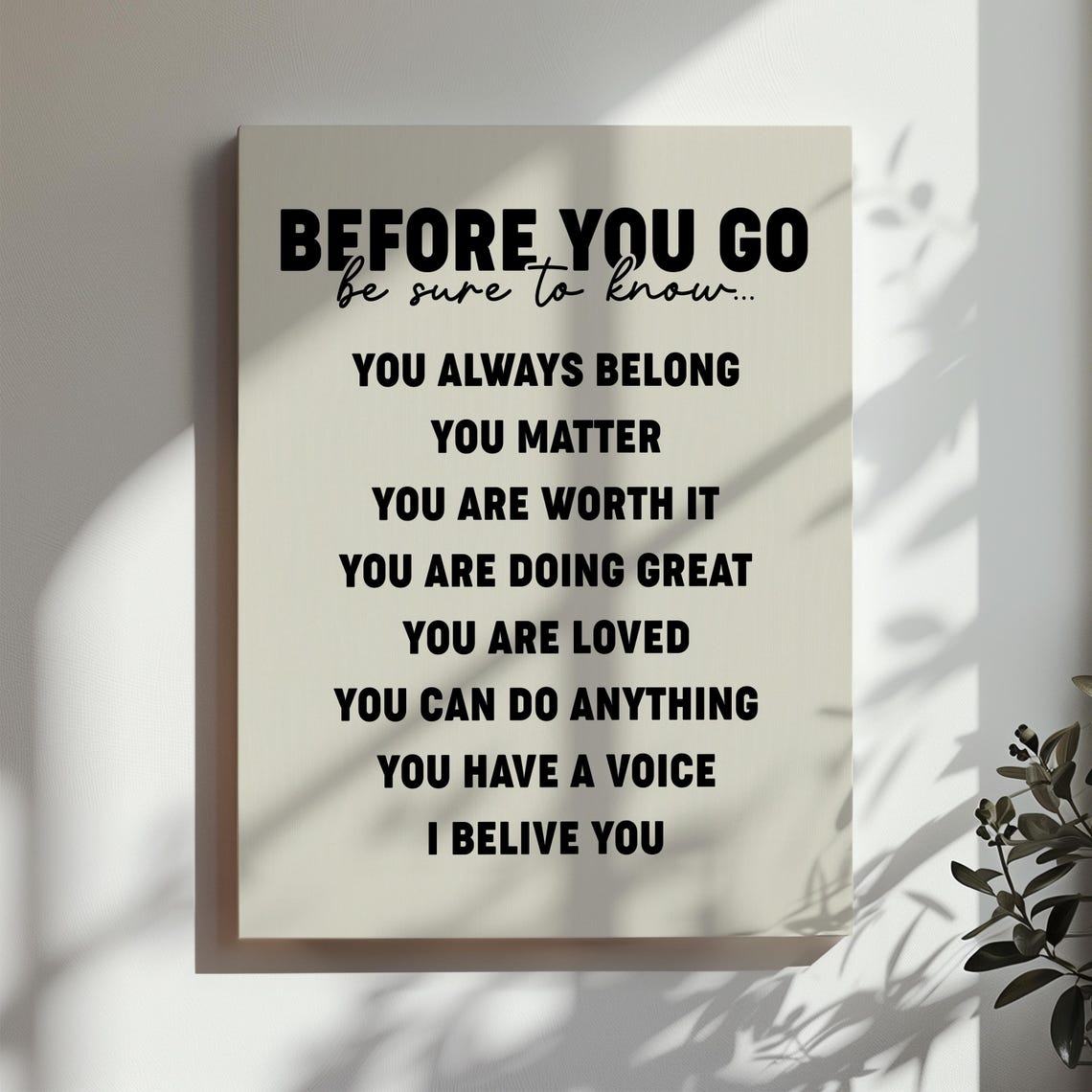 Before You Go Affirmations List Positive Quote Minimalist Wall Poster - Image 2