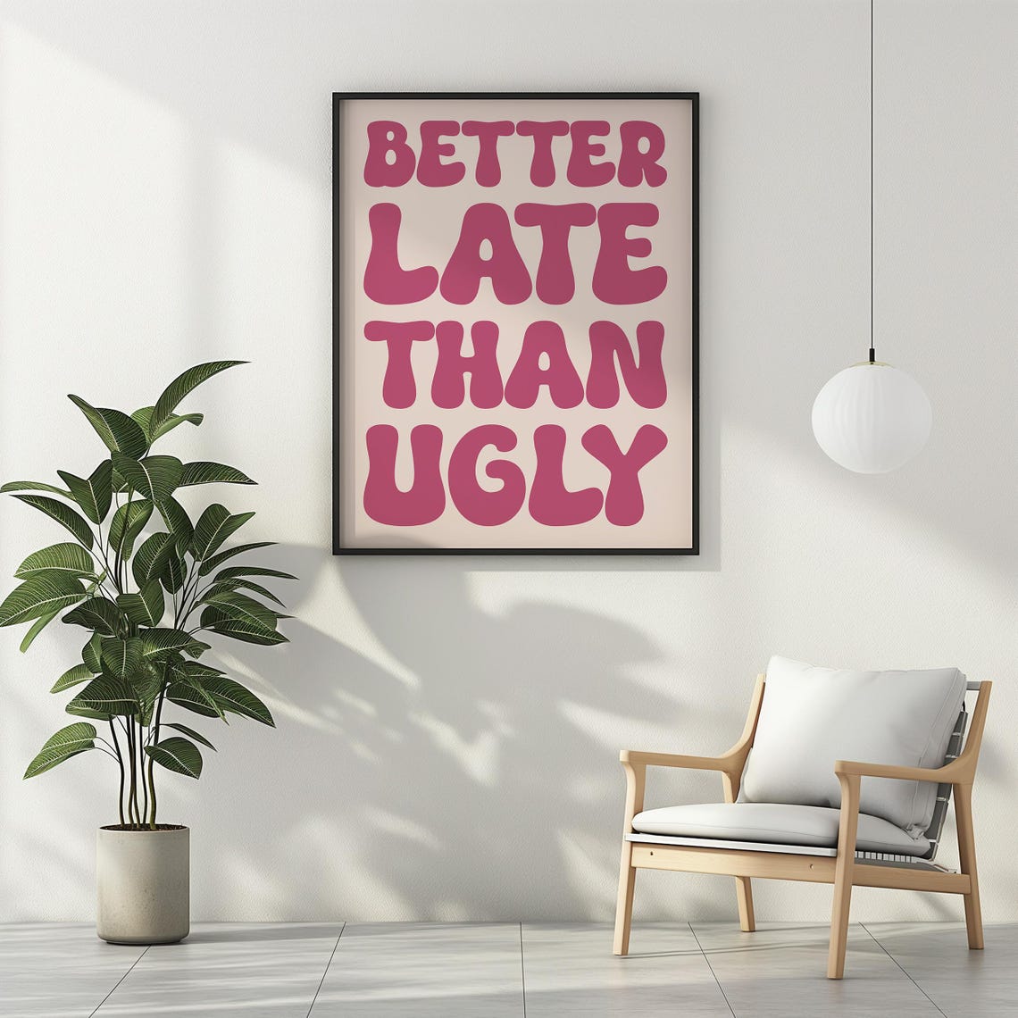 Better Late Than Ugly Powder Room Poster Funny Bathroom Print Wall Decor Vintage Wall Decor Wall Art Matte Poster - Image 2
