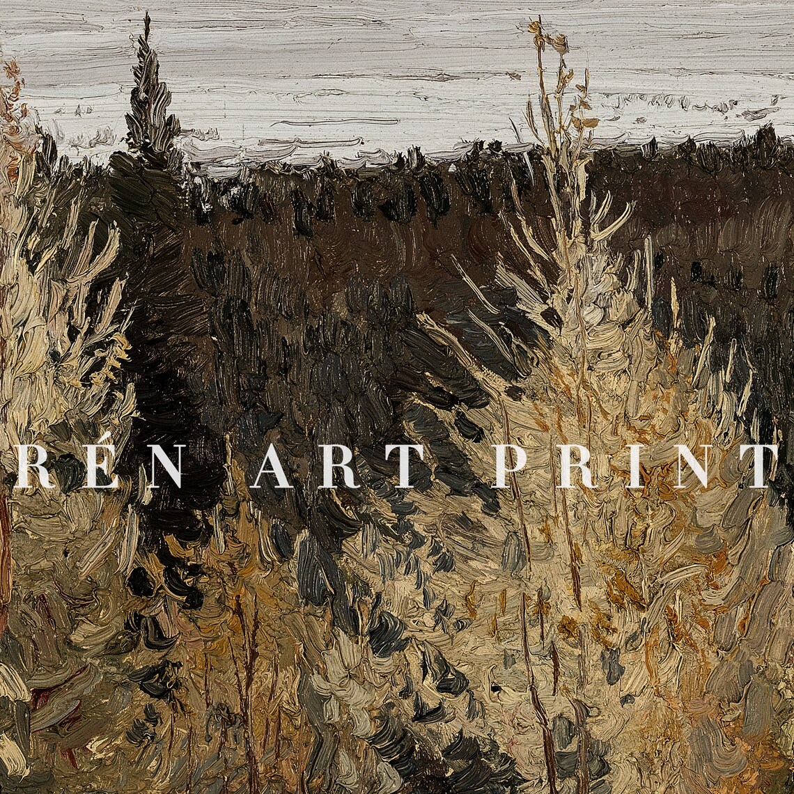 Vintage Winter Landscape Art Print, Rustic Holiday Decor - Image 3