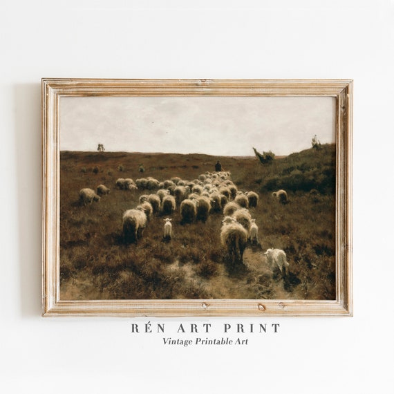 Vintage Sheep Print, Farmhouse Nursery Wall Art