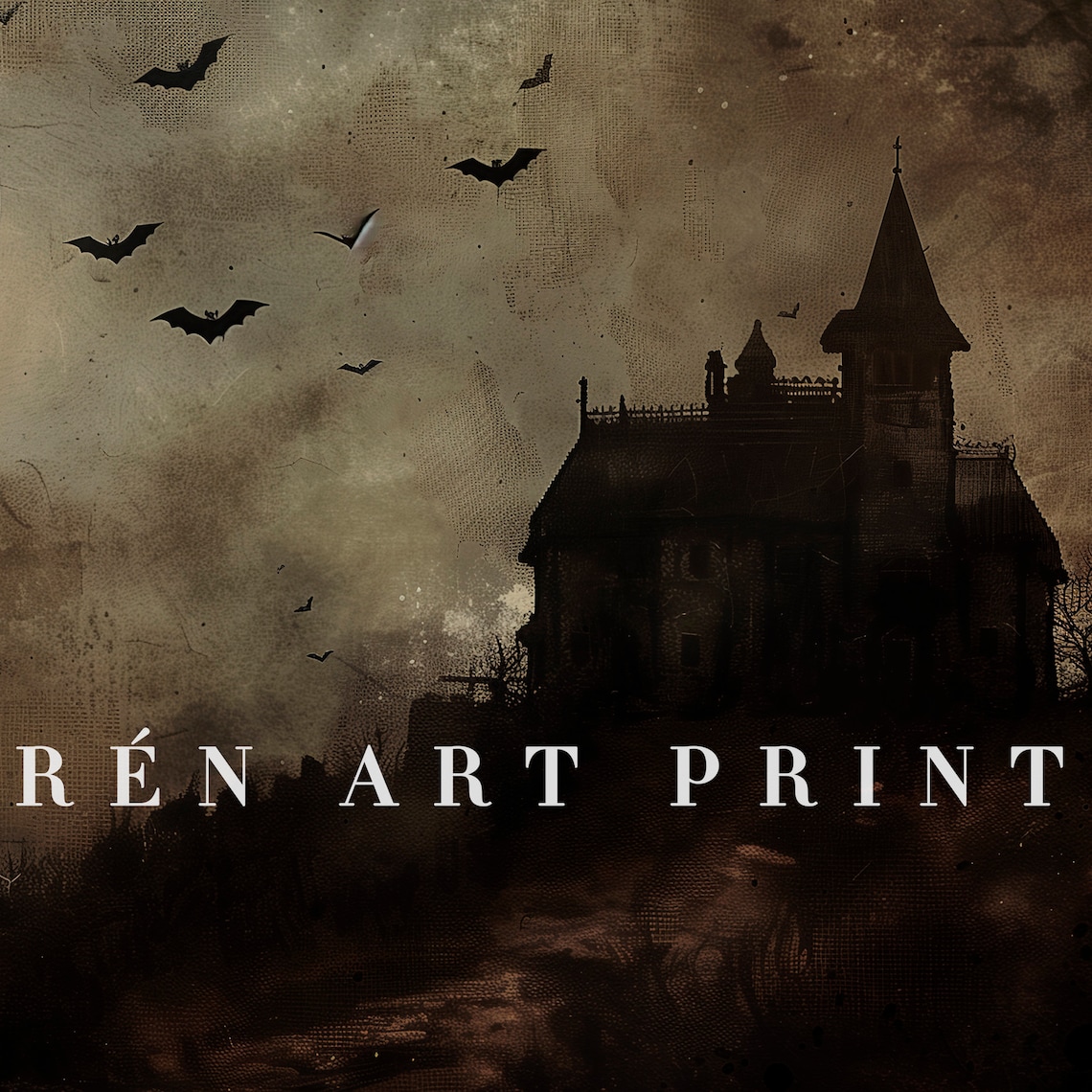 Haunted House Landscape, Gothic Halloween Art Print - Image 3