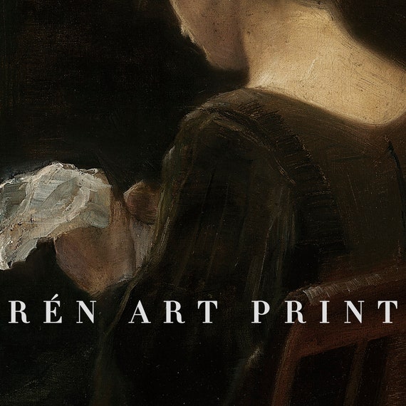 Antique Woman Portrait Print, Moody Vintage Style