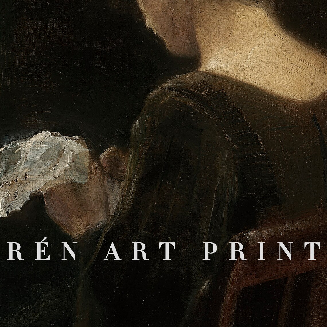Antique Woman Portrait Print, Moody Vintage Style