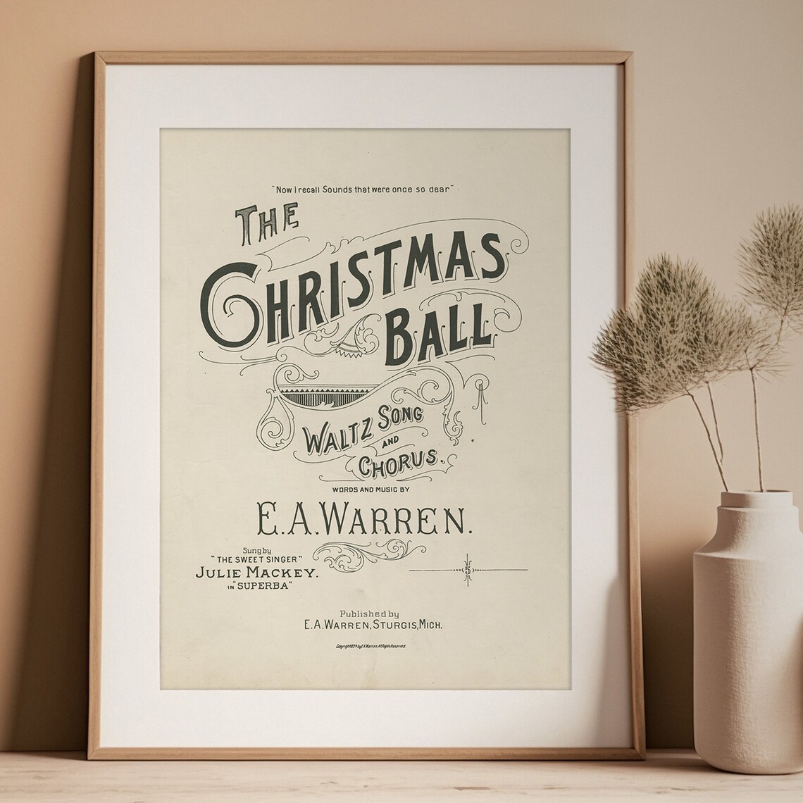 The Christmas Ball Vintage Sheet Music Cover Typography Art Print - Image 3