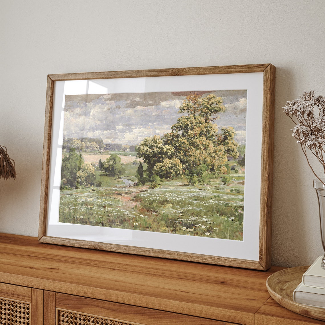 Antique Spring Landscape Meadow Wildflowers Stream Vintage Poster - Image 3
