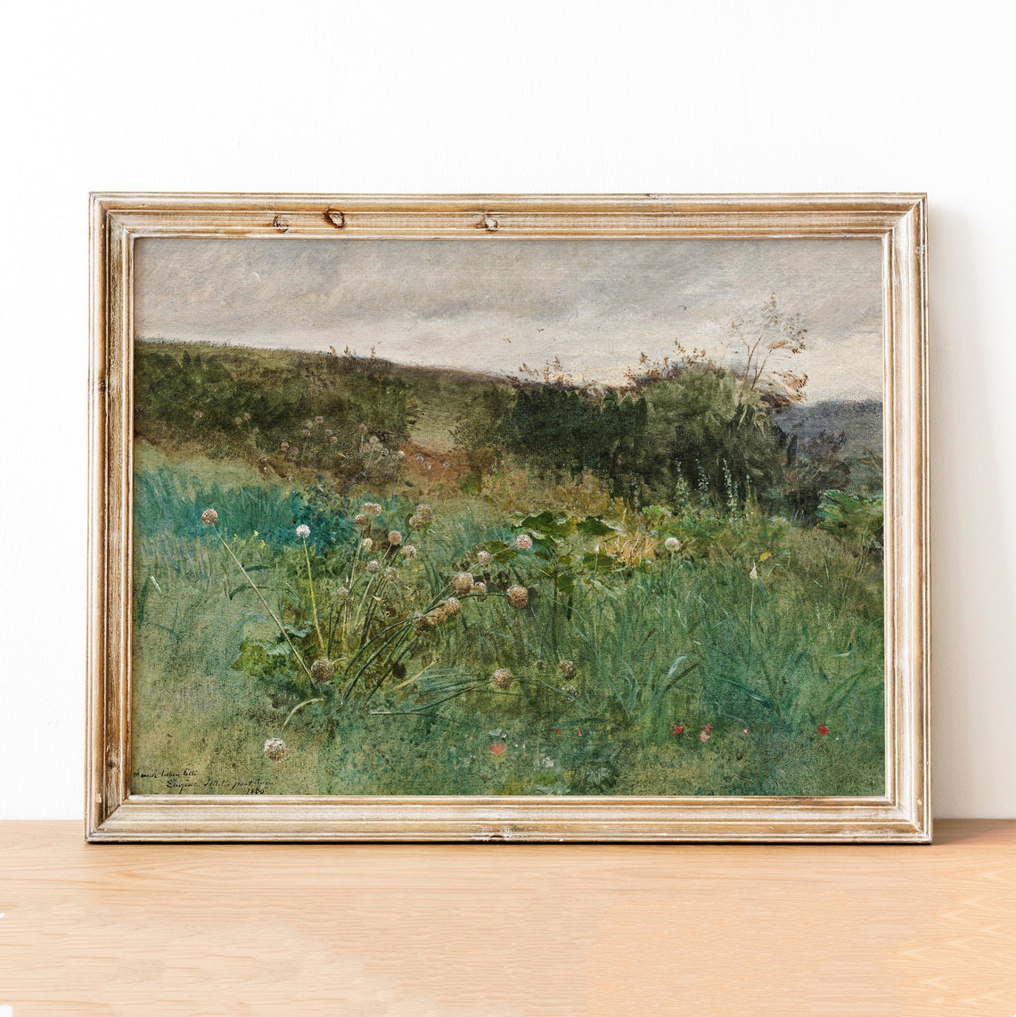 Wildflower Field Vintage Spring Meadow Green Hills Floral Poster - Image 2