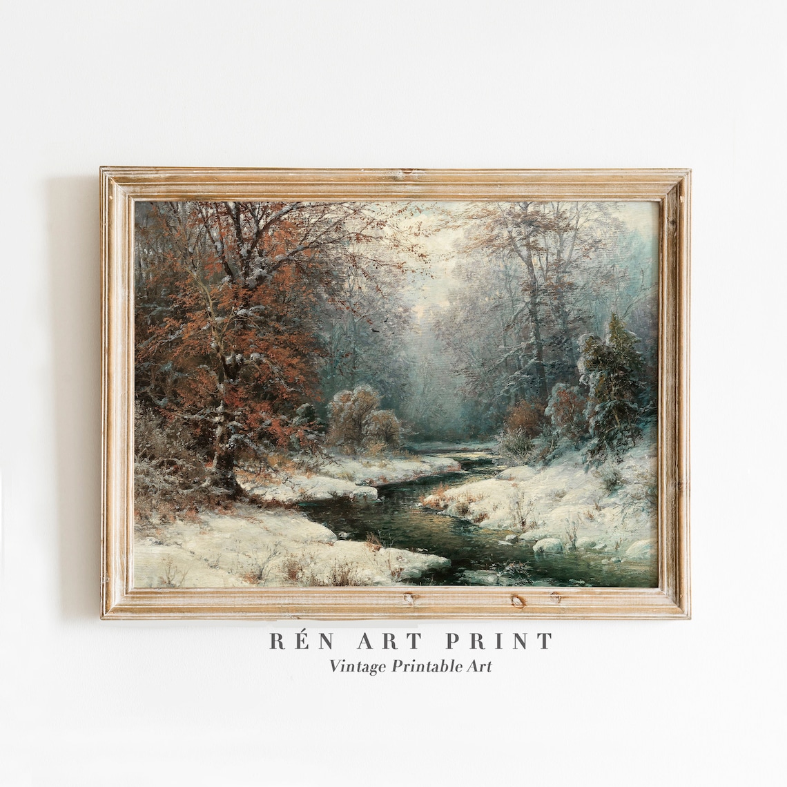 Vintage Winter Snowy Rustic Christmas Art Print
