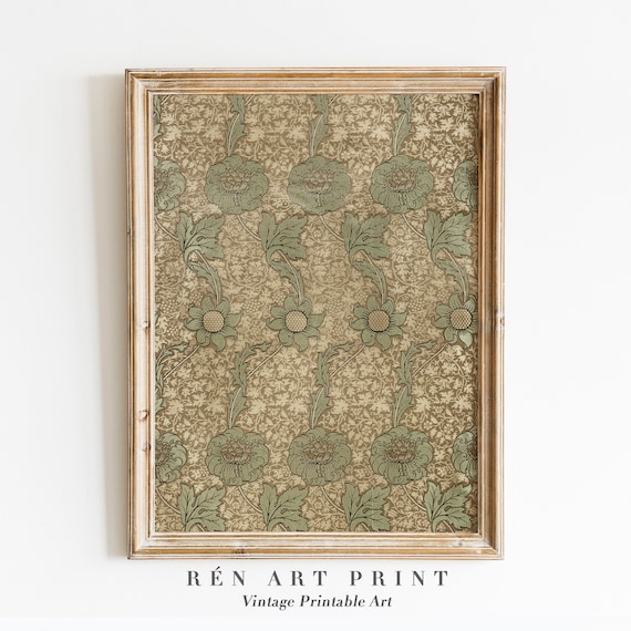 William Morris Vintage Textile Art Print, Farmhouse Decor