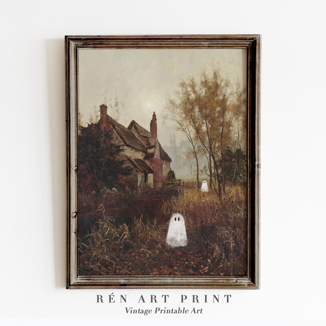 Cute Ghost Print, Vintage Halloween Wall Art
