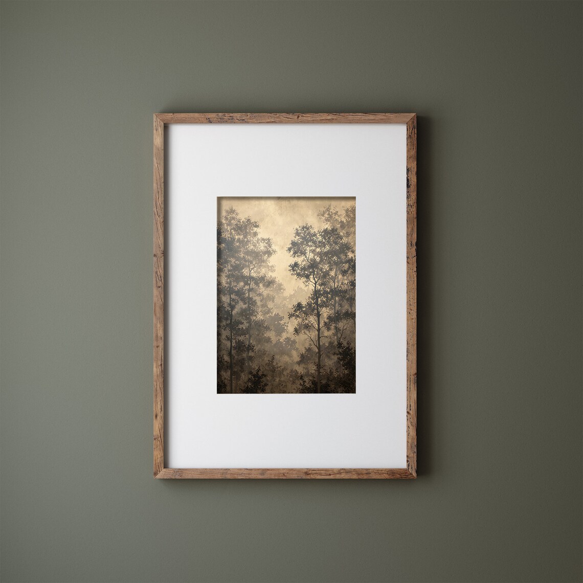 Misty Woods Landscape Art Print, Vintage Neutral Decor - Image 2