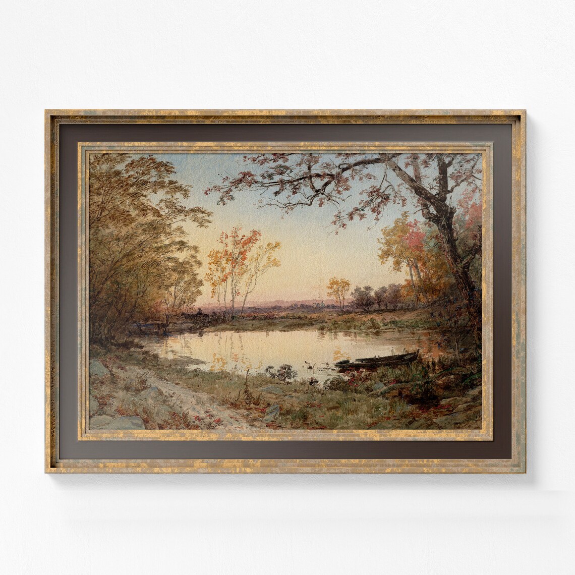 Autumn Landscape Vintage Art Print, Neutral Earth Tones - Image 2