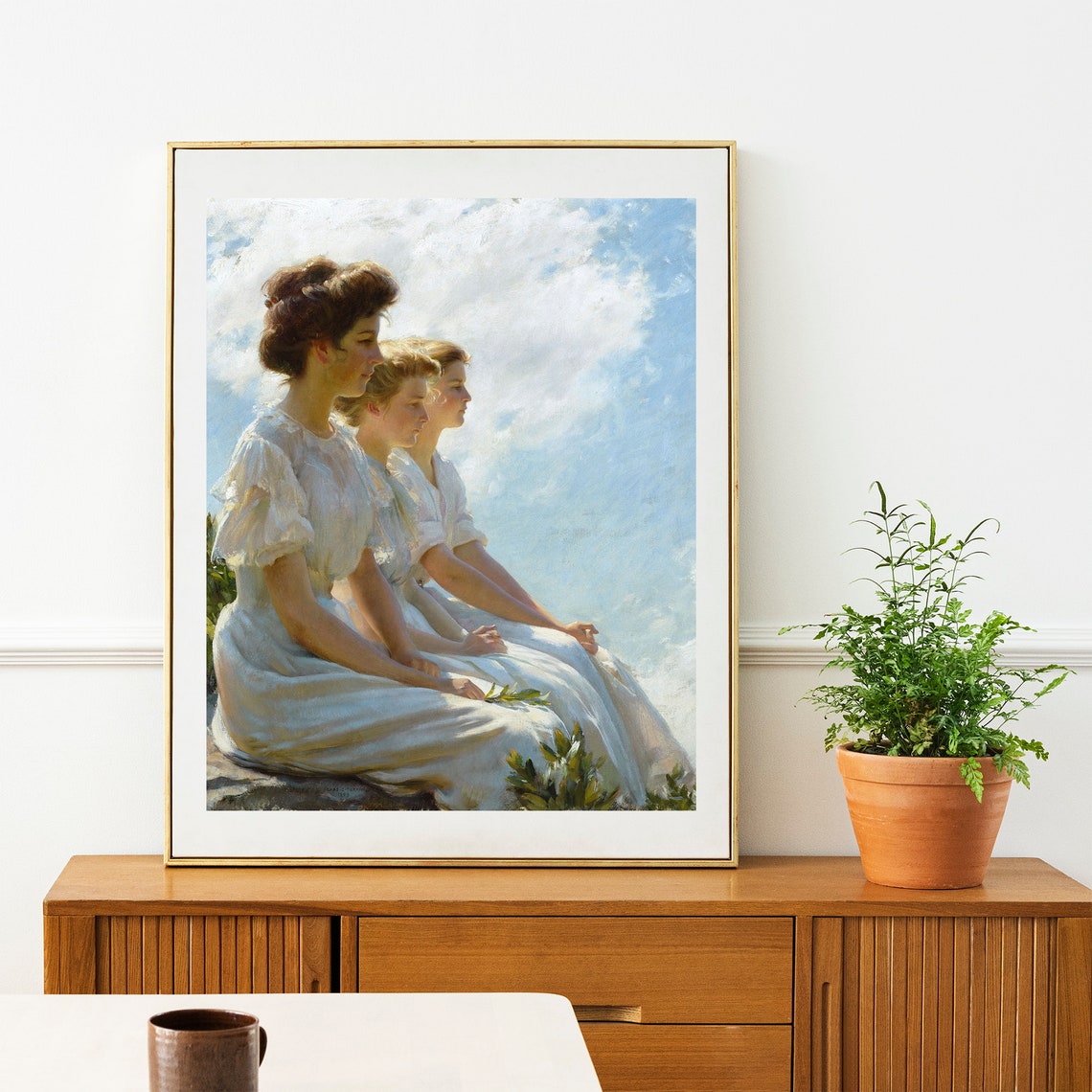 Three Women in White Dresses Vintage Impressionist Portrait Art Print - Image 2