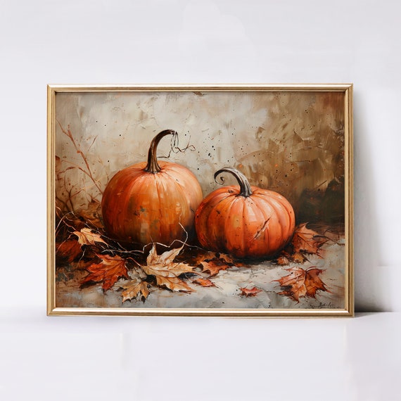 Vintage Pumpkin Art Print, Cottagecore Autumn Decor