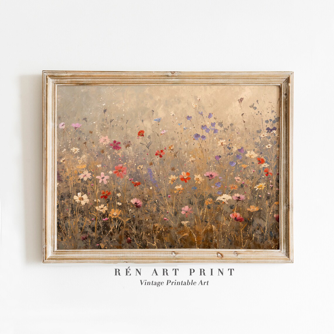 Vintage Wildflower Art Print, Farmhouse Floral Field