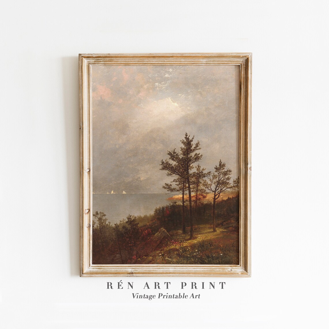 Vintage Fall Landscape Painting, Rustic Autumn Wall Art