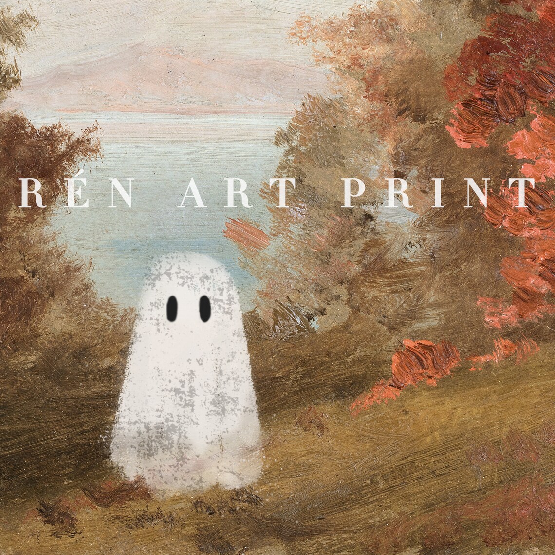 Cute Ghost Painting Vintage Fall Art Print - Image 3