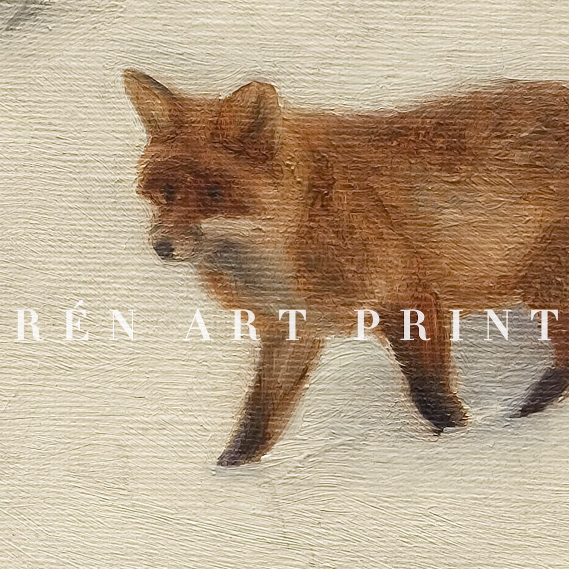 Fox In Winter Painting, Vintage Rustic Art Print - Image 2
