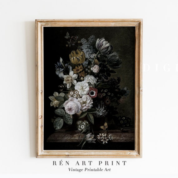 Moody Floral Vintage Botanical Art Print