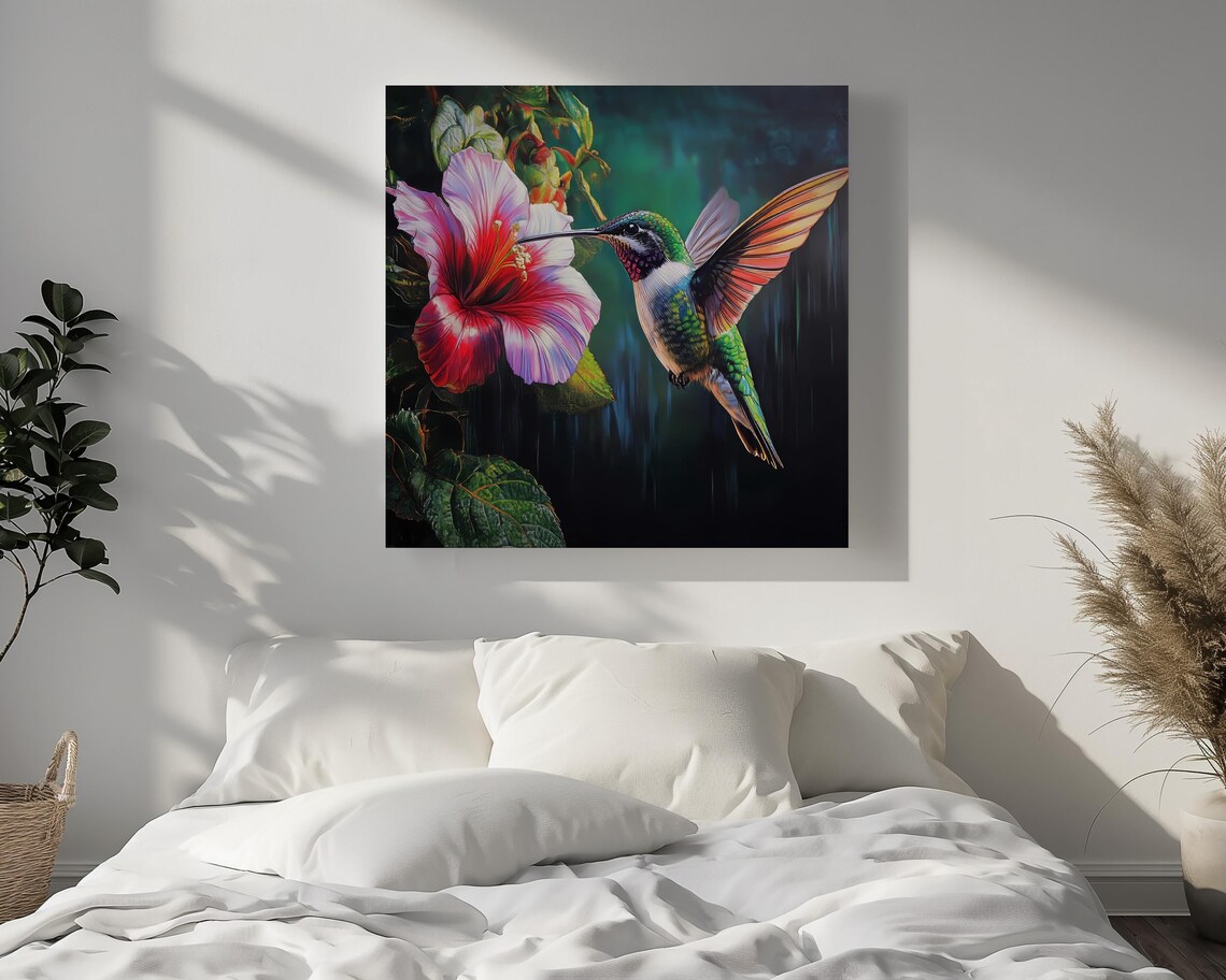 Hummingbird, Modern Nature Wall Art Print - Image 2