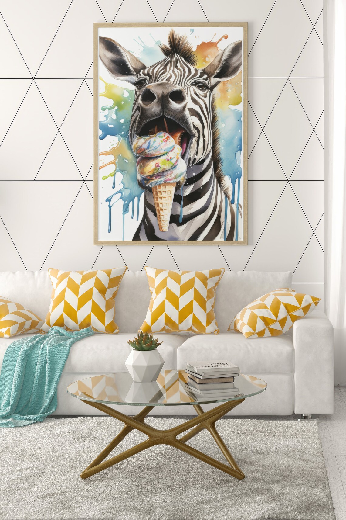 Zebra Eating Ice Cream, Funny Abstract Artwork - Image 2