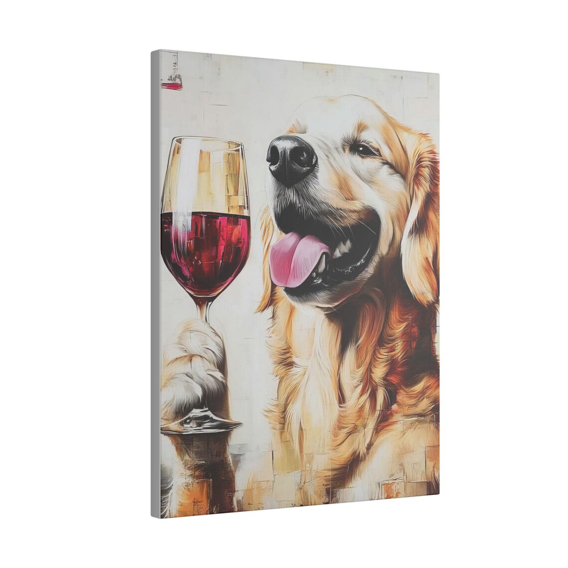 Golden Retriever Drinking Wine, Funny Kitchen Art - Image 2