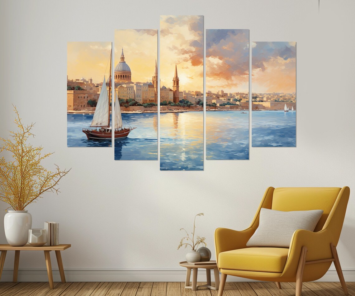 Valletta Skyline, Abstract Malta Travel Poster - Image 3