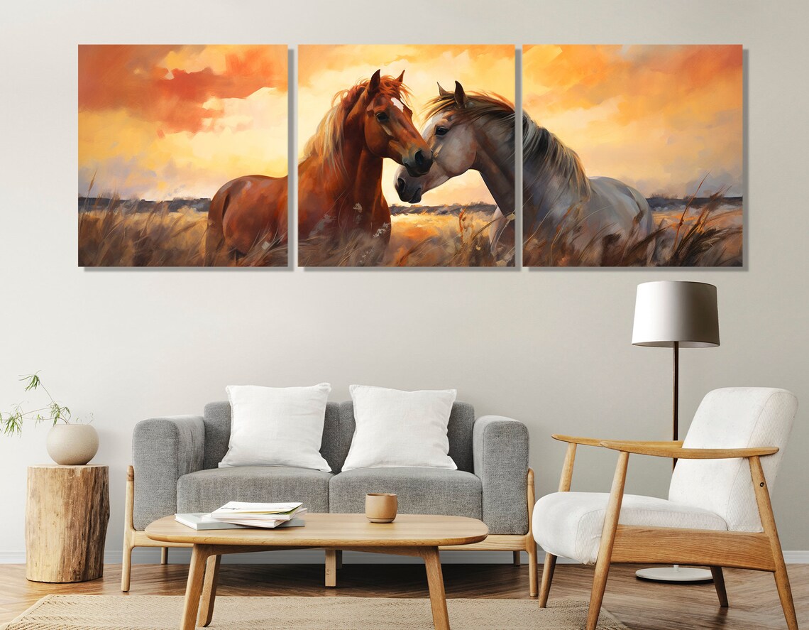 Romantic Horses Couple In The Field Wall Art Print - Image 4
