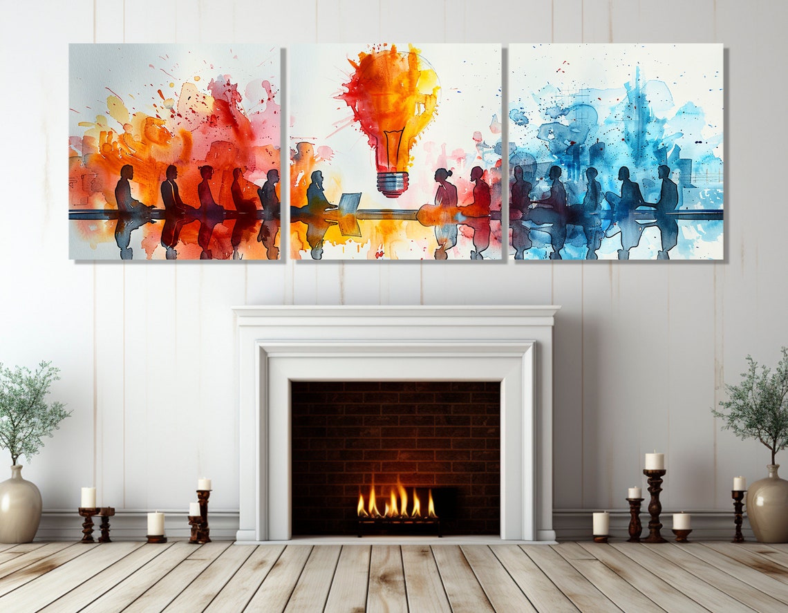 Abstract Tech Savvy Team Brainstorm Print Coworking Wall Art It Specialist Gift Coworking Wall Decor Framed And Ready To Hang - Image 4