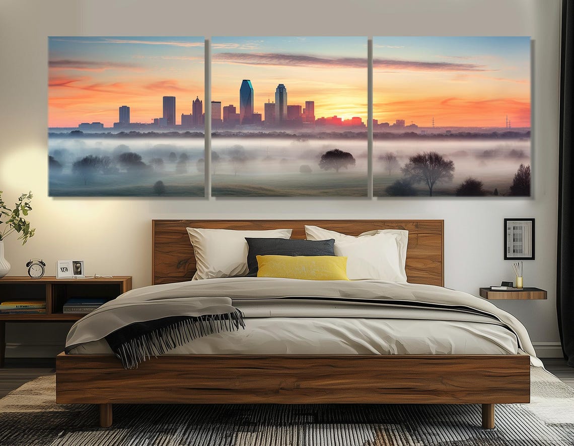 Oklahoma City Sunrise Over Misty Fields With Golden Skyline Poster - Image 4