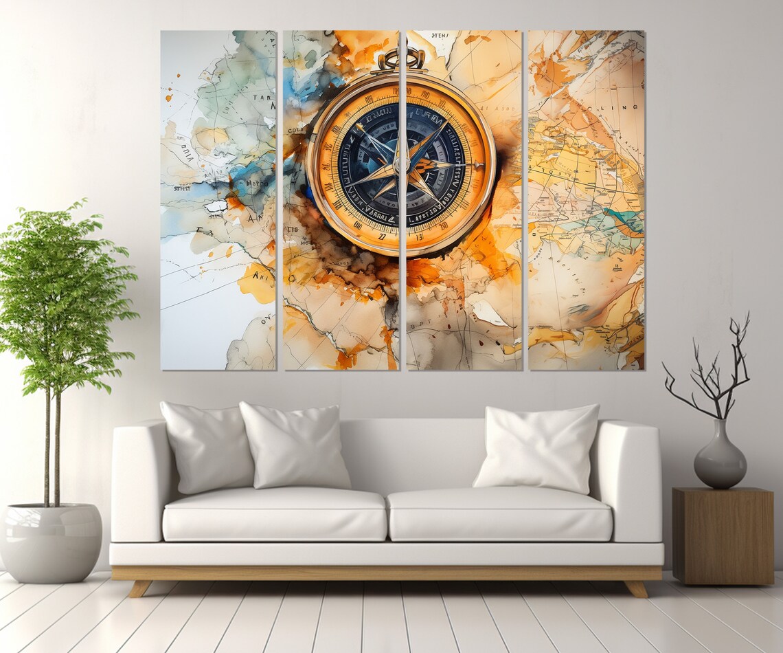 Compass Painting Print Sailor Gift Mariners Compass Print Sailing Wall Art Framed And Ready To Hang - Image 2