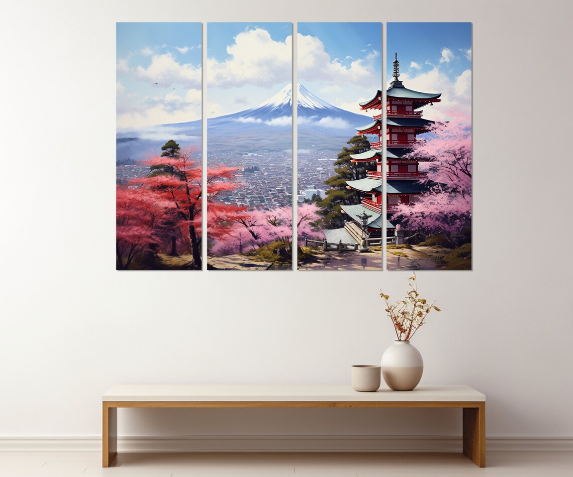 Chureito Pagoda in Fujiyoshida, Abstract Art Print - Image 2