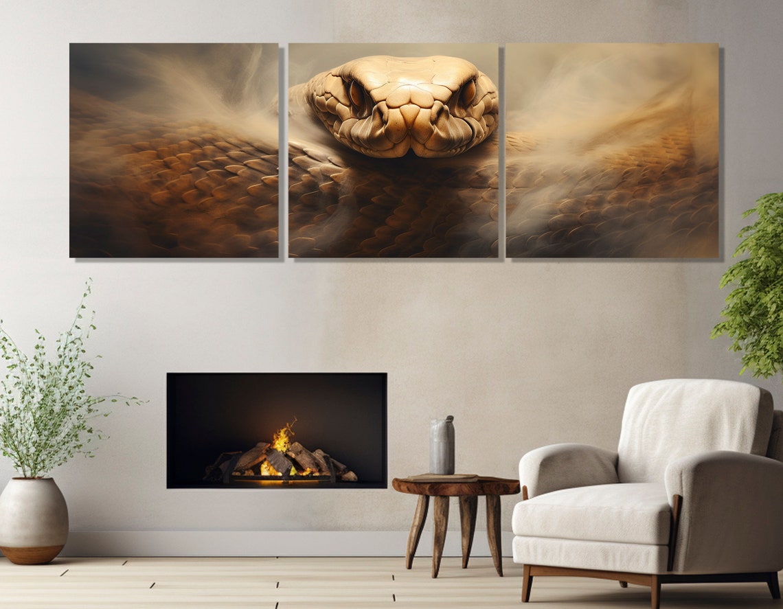 Giant Snake Close Up Scales Triptych Dramatic Reptile Wall Art Poster