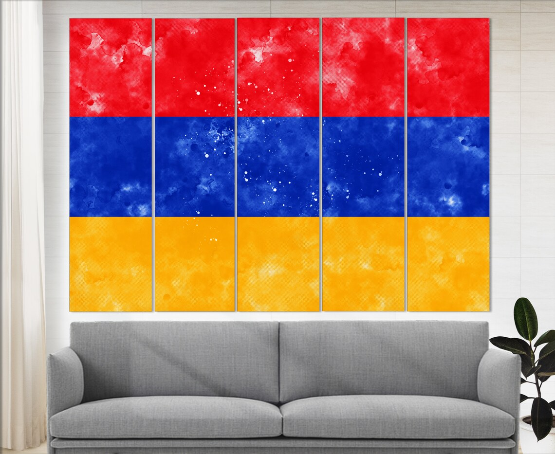 Armenia Flag Watercolor Red Blue Orange Patriotic Wall Art Poster - Image 3
