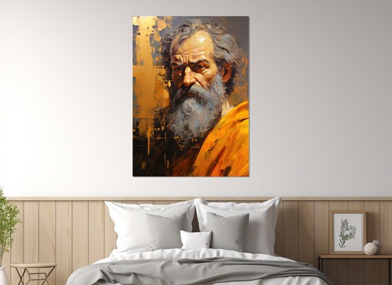 Apostle Paul Golden Portrait Religious Oil Painting Biblical Art Poster