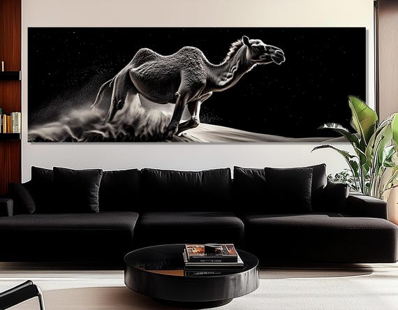 Large Abstract Camel Print Scenic Camel In Desert Painting Camel Wall Art Camel Poster Framed And Ready To Hang