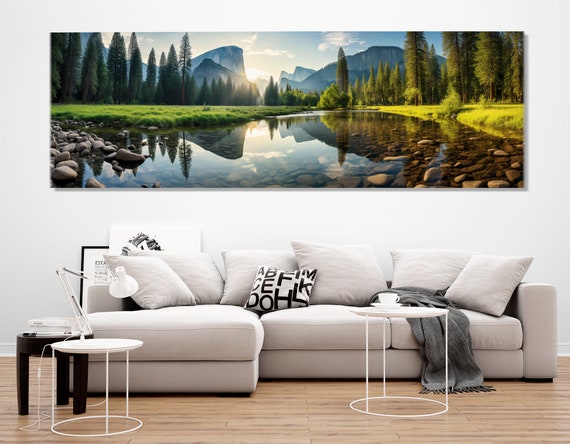 Large Yosemite Valley Print Yosemite Valley Wall Art Yosemite National Park Painting Framed And Ready To Hang