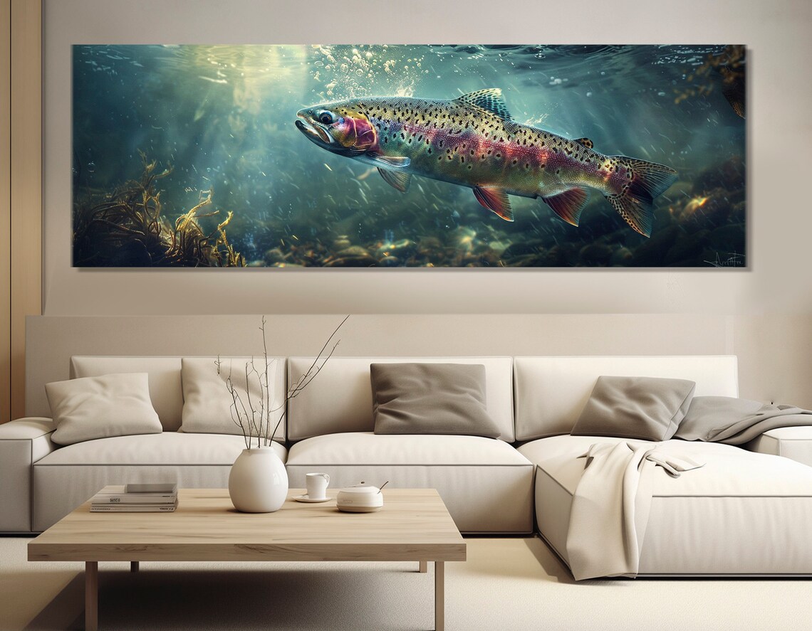 Rainbow Trout Abstract Fishing Wall Art Print