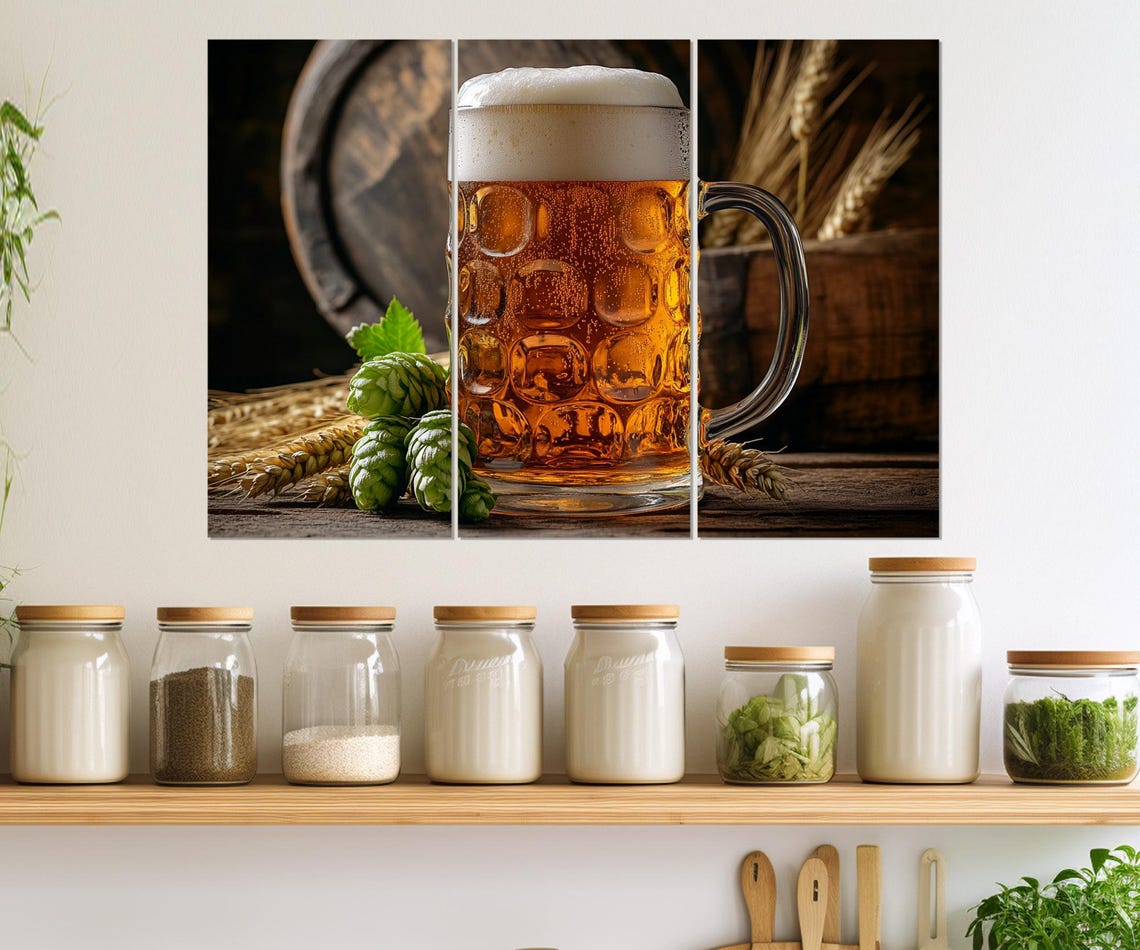 Glass Of Beer Print Beer Poster Pub Wall Decor Kitchen Wall Decor Beer Lover Gift Framed Ready To Hang - Image 4