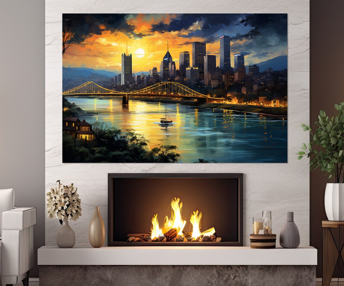 Pittsburgh Skyline Abstract Travel Art Print