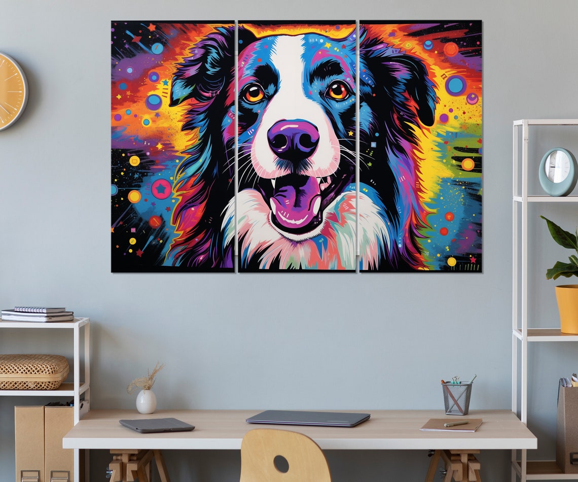 Border Collie Pop Art Colorful Cosmic Starry Background Dog Poster - Image 3