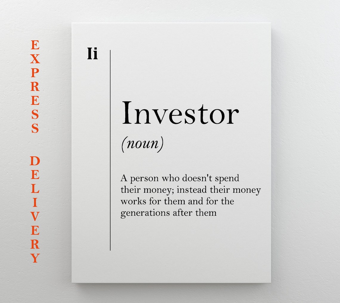 Investor Definition Poster Dictionary Style Wealth Mindset Wall Decor
