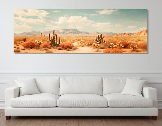 Large Desert Painting Desert Panorama Print Sonoran Desert Wall Art Arizona Painting Framed And Ready To Hang