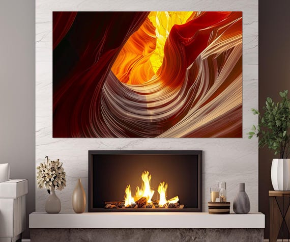 Antelope Canyon Painting Print Arizona Canyons Wall Art Nature Art Antelope Canyon Poster Framed And Ready To Hang
