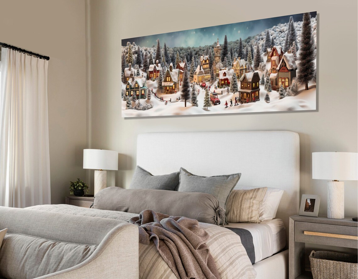 Christmas Village Abstract Art Print, Winter Decor - Image 2