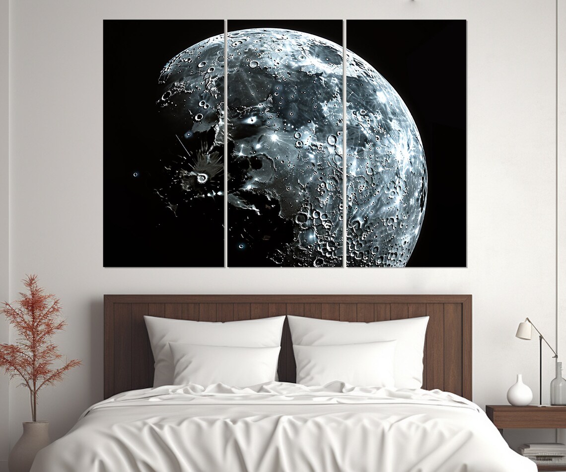 Black and White Moon Abstract Wall Art Print - Image 4
