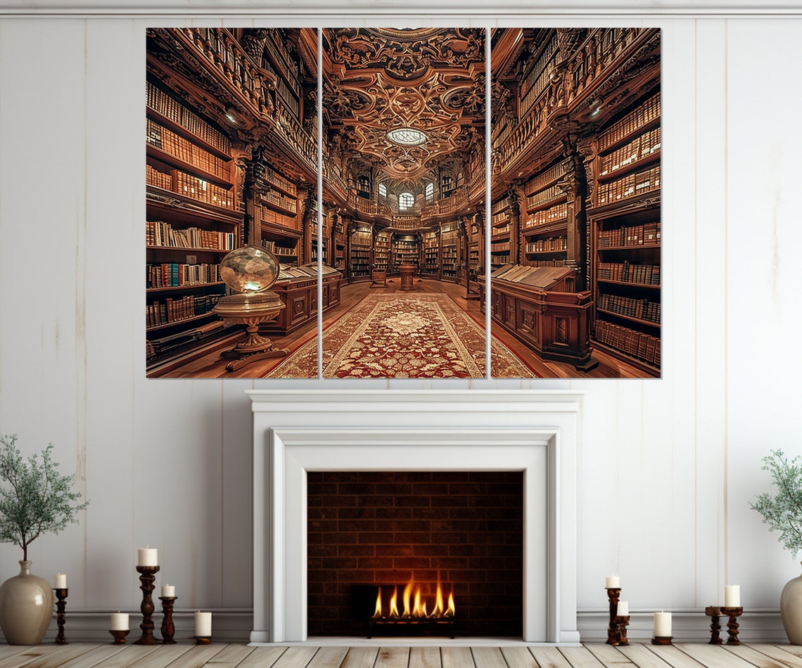 Grand Baroque Old Library Interior Painting Dark Academia Poster - Image 4
