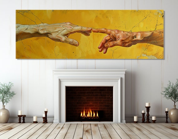 Abstract Hands Painting In Michelangelo Style Print Michelangelo Wall Art Renaissance Wall Art Framed And Ready To Hang