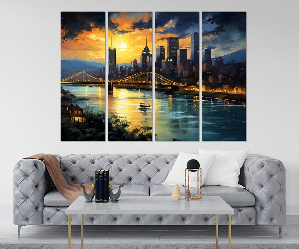 Pittsburgh Skyline Abstract Travel Art Print - Image 2