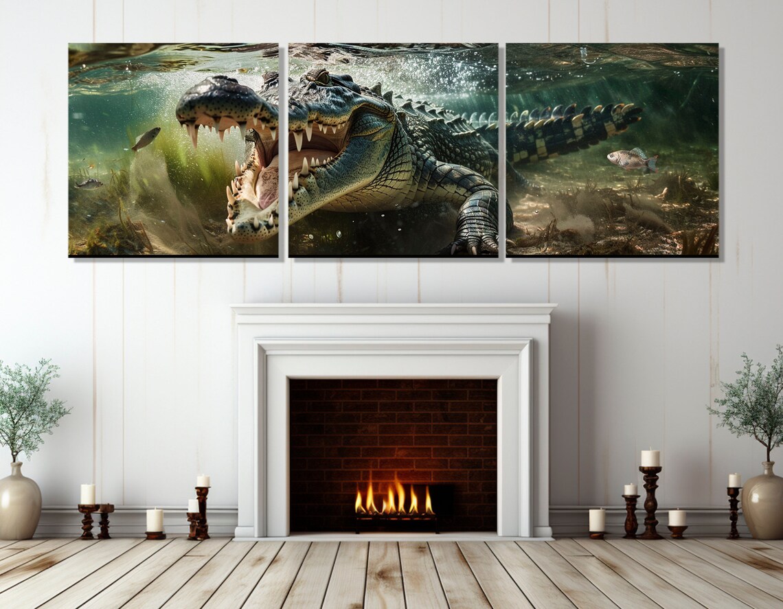 Crocodile Painting Print, Predator Animal Wall Art - Image 3