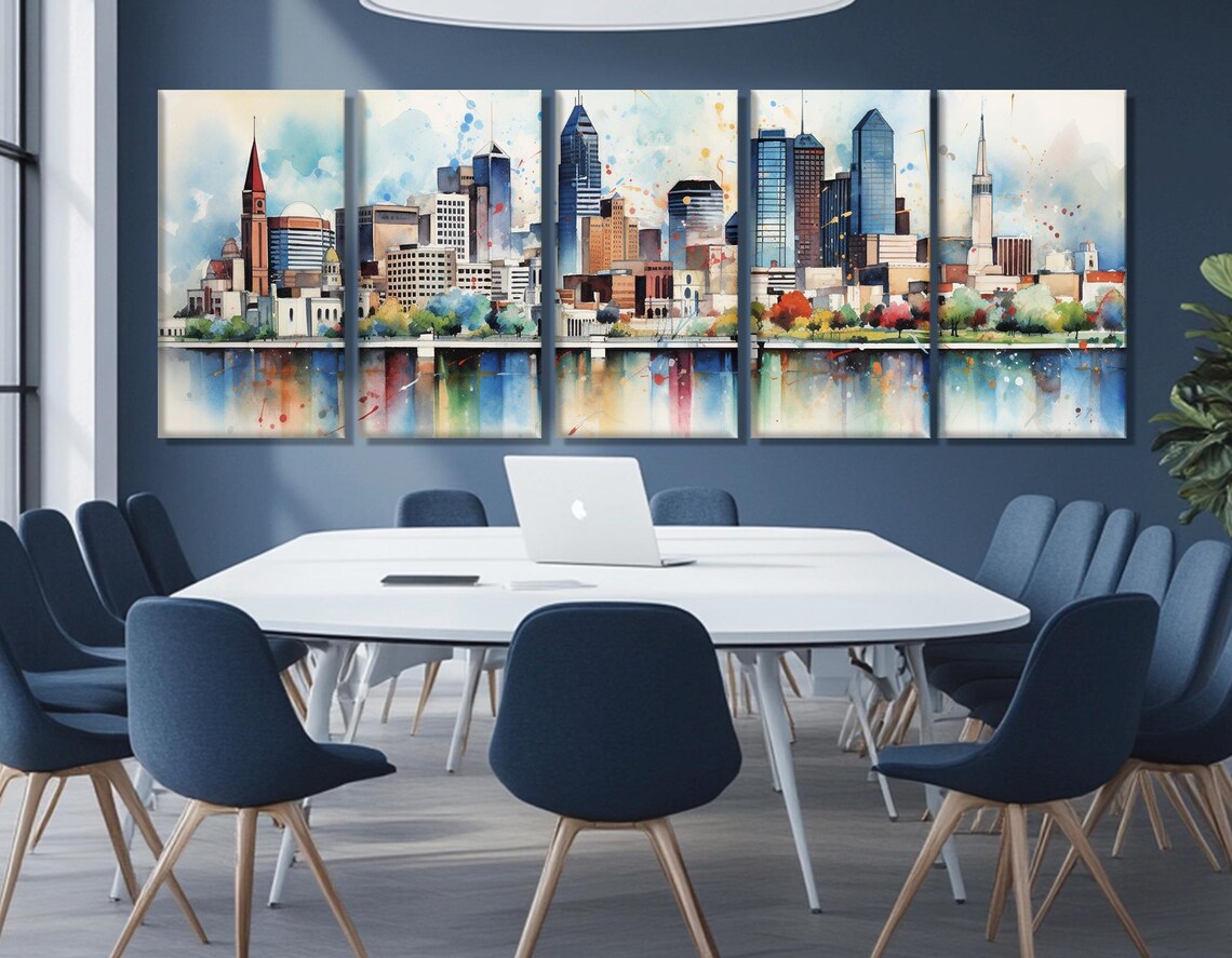 Indianapolis Watercolor Abstract Poster Print - Image 3